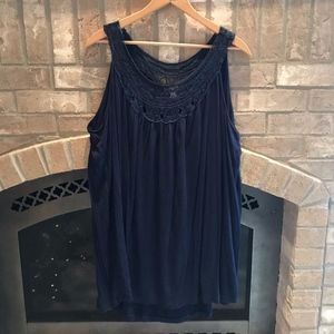 DressBarn Flowy Navy Tank